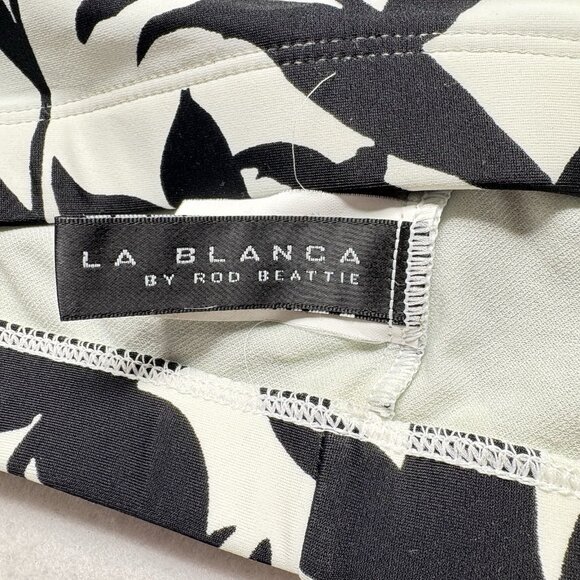 LA BLANCA Women Bikini Bottom Sz 10 White Black Floral Beach Pool Vacation 77-42 - Picture 3 of 9